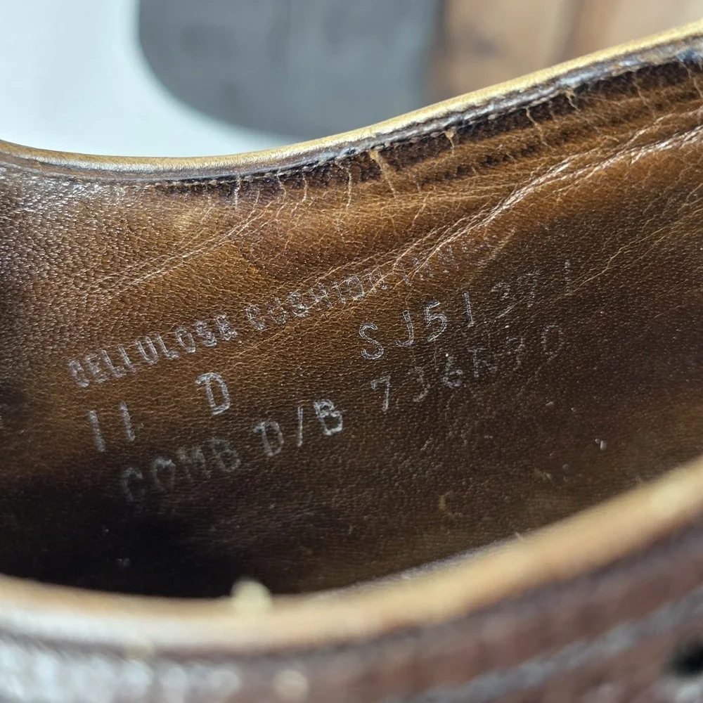 Vintage Florsheim Imperial Monk Strap‎ Shoes 11 D Brown Leather Wingtip Brogue